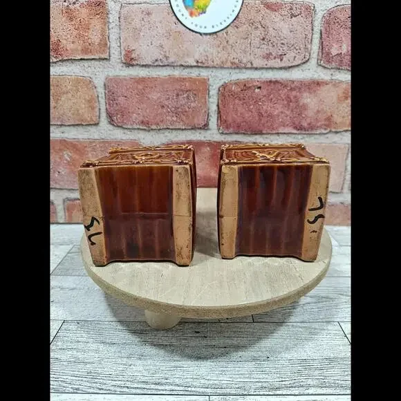 Vintage Brown Glaze Unique Oil And Vinegar Dispensers With Stoppers From Japan - Picture 7 of 10